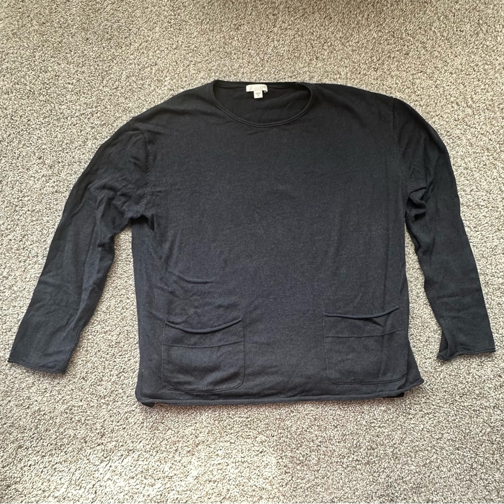 J. Jill medium navy pull over cotton-blend wide neck sweater
